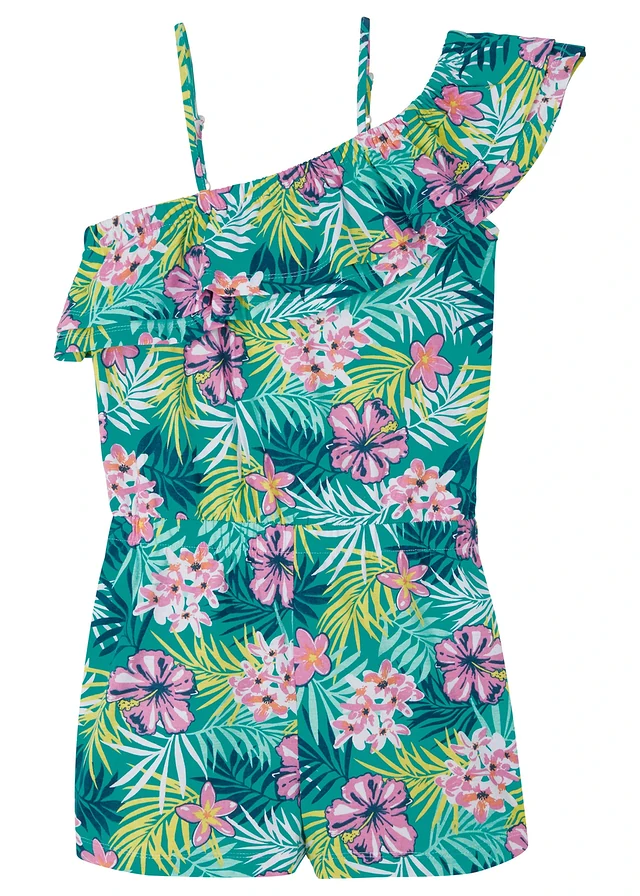 Meisjes playsuit van biologisch katoen, Kleur: donkersmaragd
