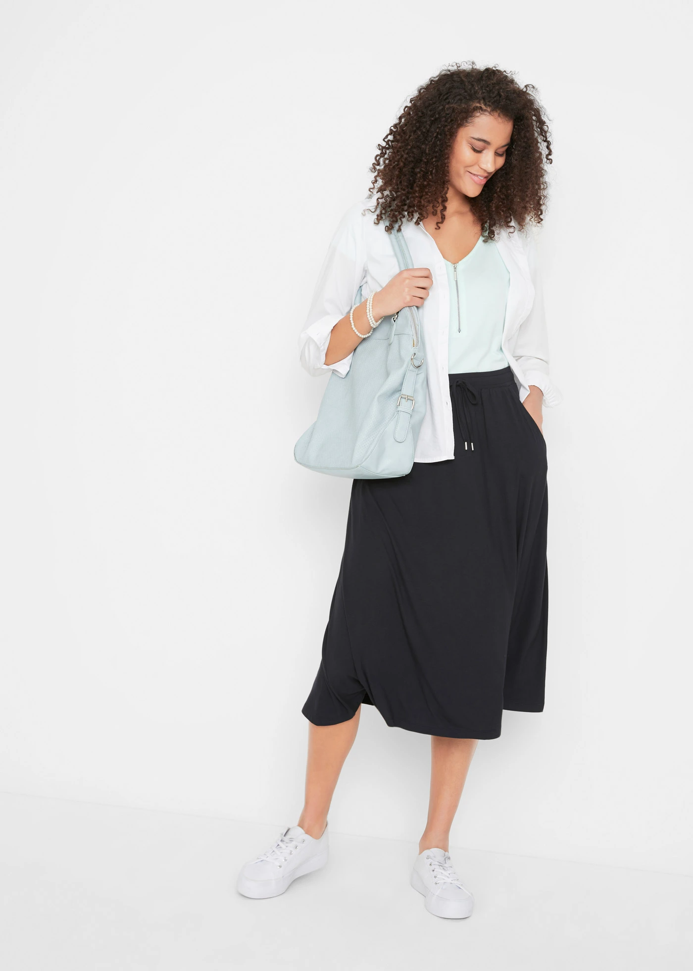 Jupe en jersey coton • noir • Boutique bonprix