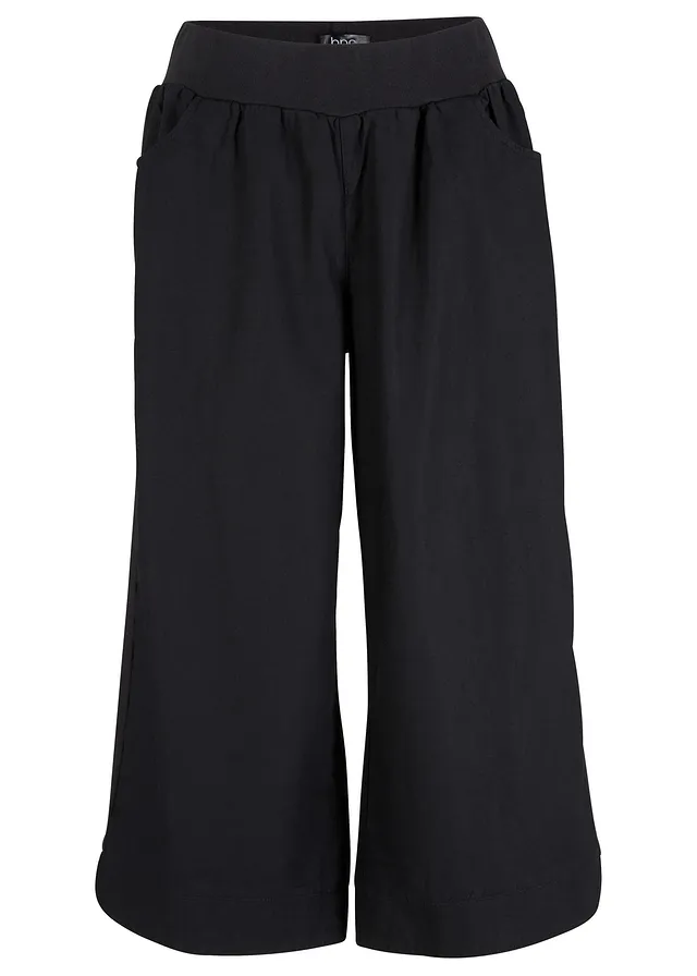 3/4 kalhoty ze směsi lnu a bavlny • černá • bonprix obchod