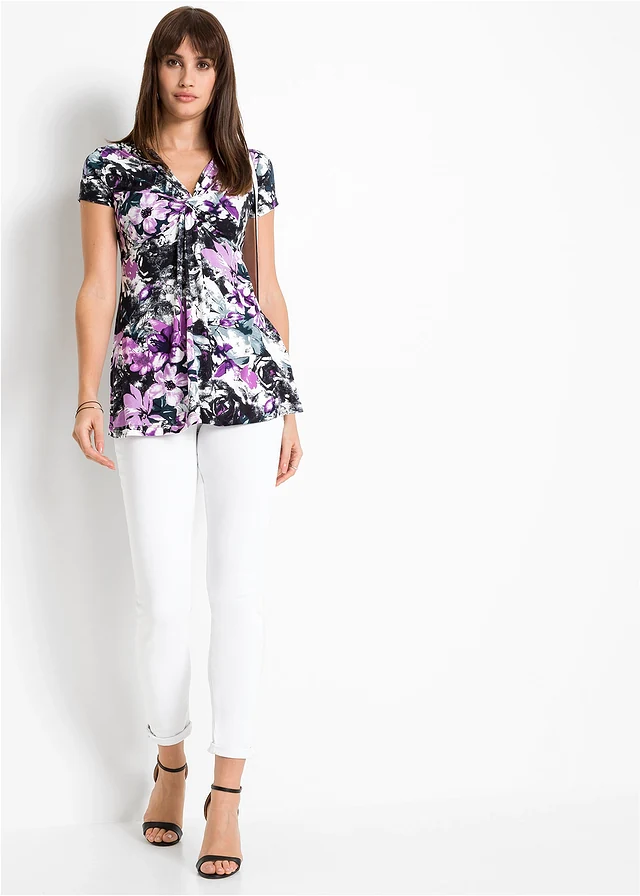 T-shirt en viscose extensible • noir floral • product-page.page-title-suffix
