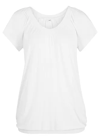 Shirt in een viscosemix, Kleur: wit