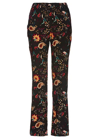 Pantaloni din viscoză • negru/roșu-chili paisley • magazin bonprix