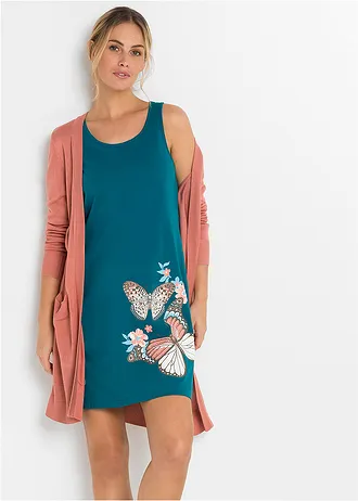 Chemise de nuit 100% coton • turquoise imprimé • Boutique bonprix