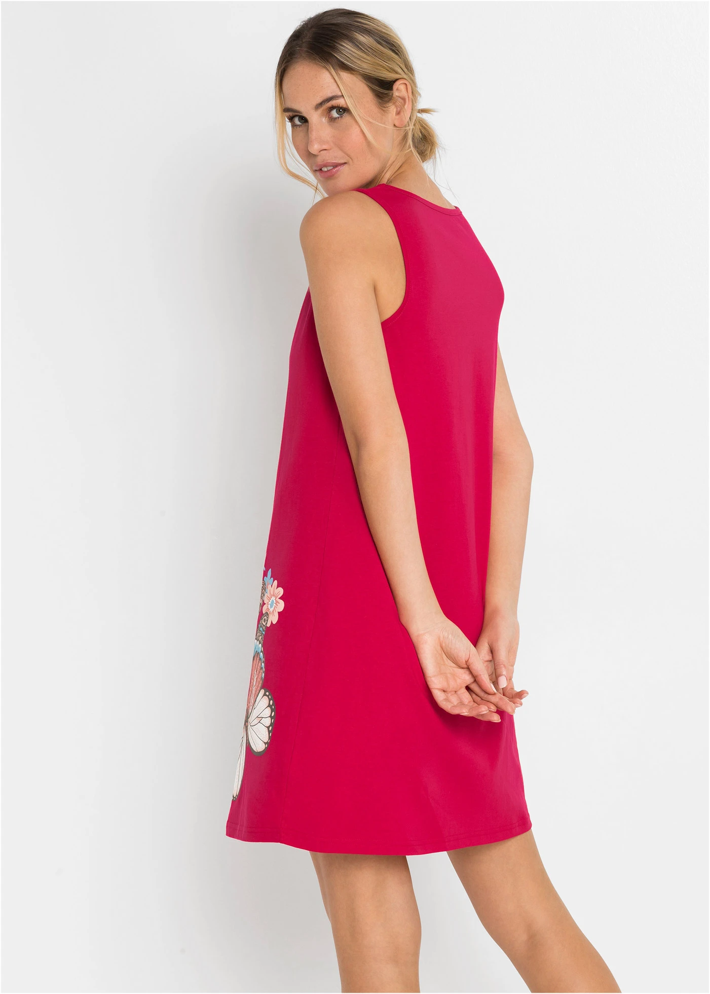 Kort nachthemd van puur katoen • granaatrood met print • bonprix online shop