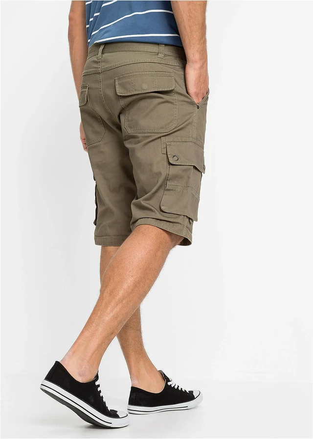 Cargo bermuda van katoen, regular fit, Kleur: olijfgroen