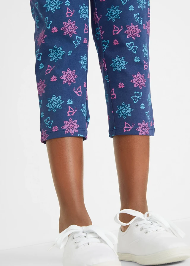 Lot de 2 leggings 3/4 en coton extensible • bleu nuit+turquoise • product-page.page-title-suffix