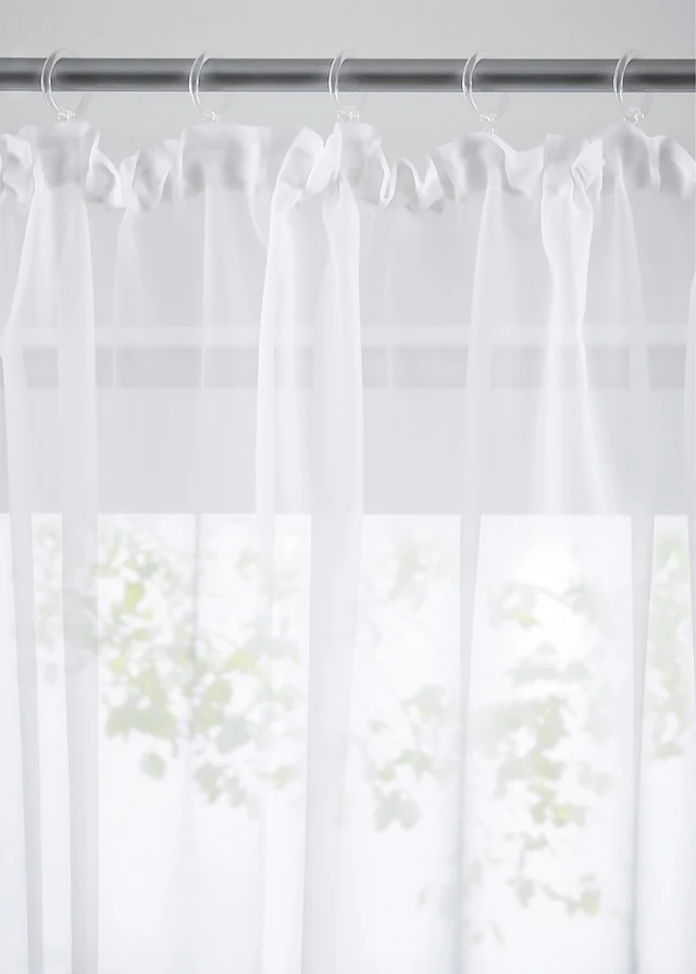 Vitrage Store met gerecycled polyester, Kleur: wit