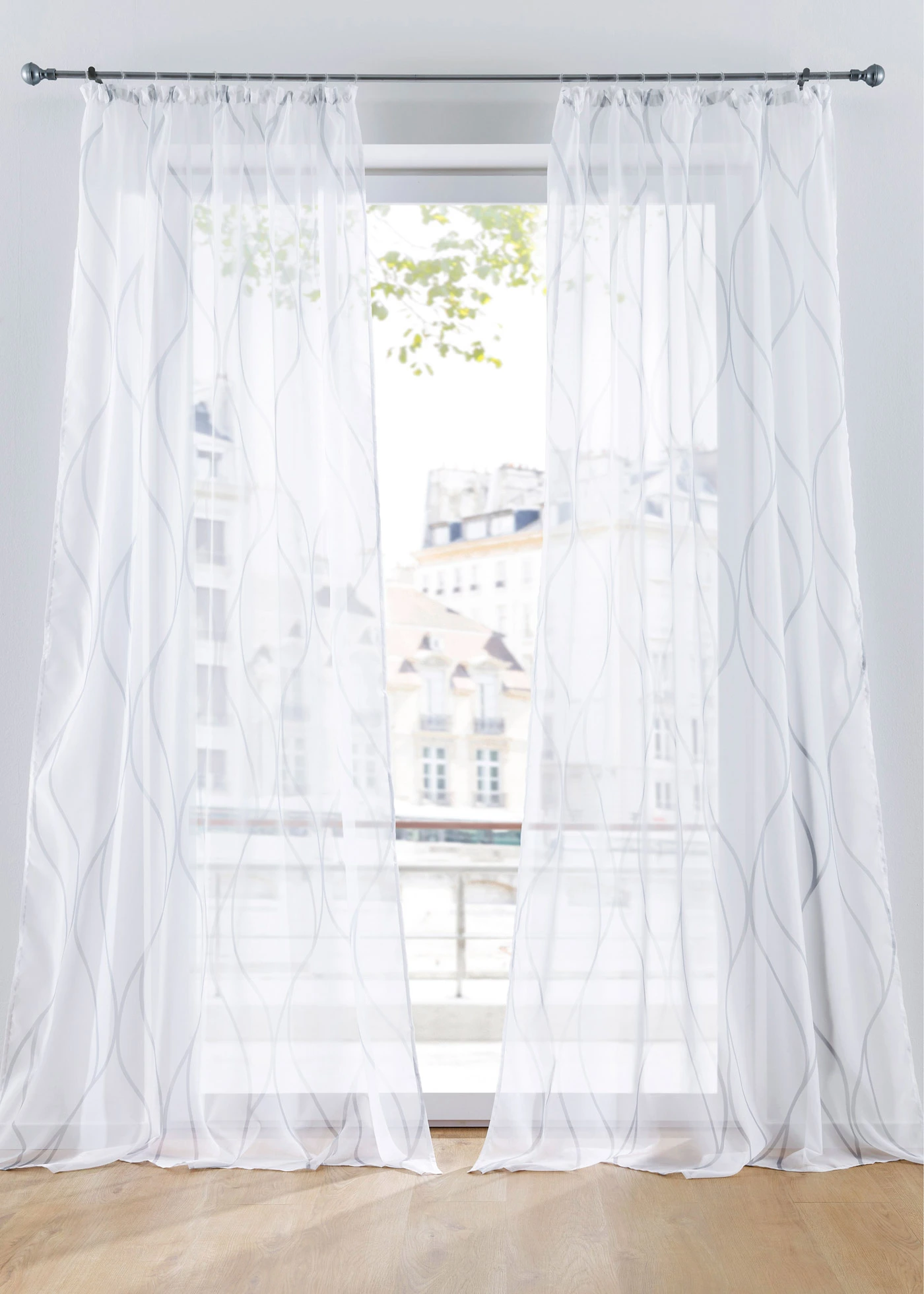 Voilage vagues (1 pce), aussi en XXL • blanc-gris • Boutique bonprix