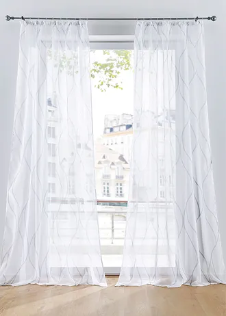 Voilage vagues (1 pce), aussi en XXL • blanc-gris • Boutique bonprix