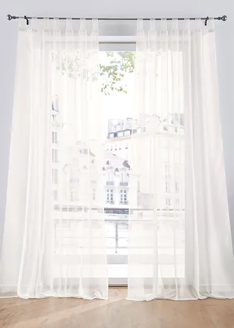 Függöny vékony voile anyagból (2 db-os csomag) • krém • bonprix áruház