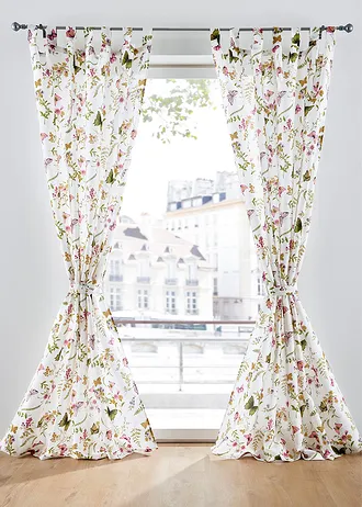 Rideau panneau opaque avec embrasse (1 pce) • blanc/multicolore • Boutique bonprix