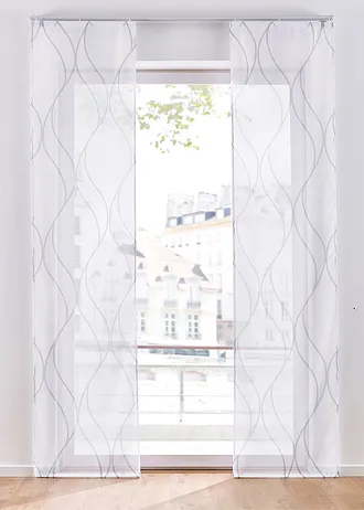 Posuvná záclona s recyklovaným polyesterem (1 ks v balení), barva: bílo-šedá