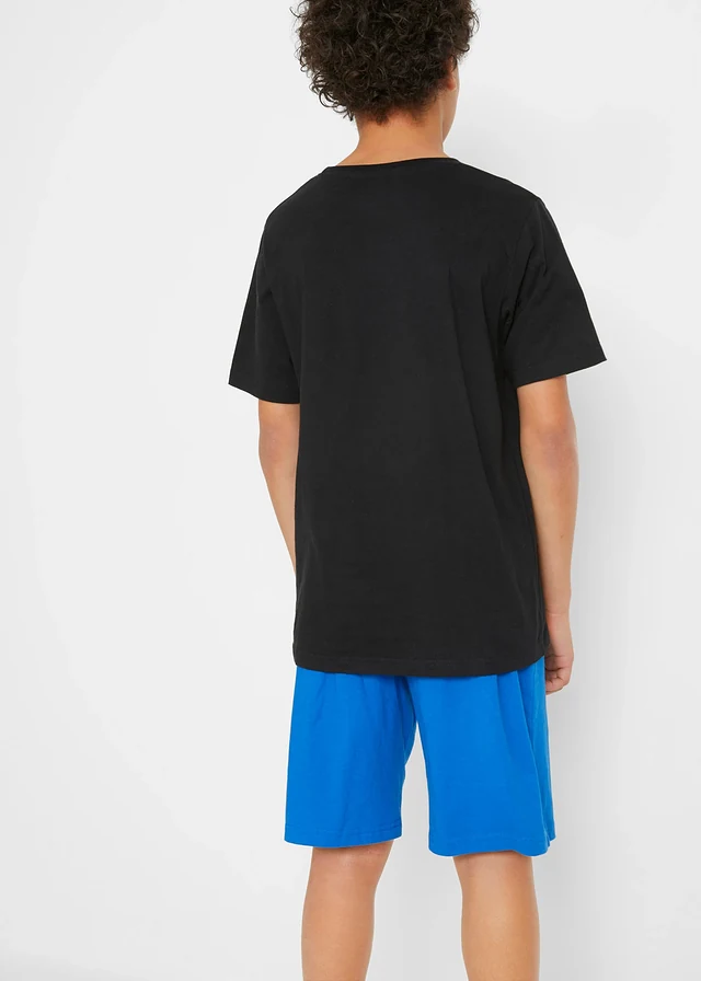 Arshiner Set met T-shirt en korte broek voor jongens van 6-14 jaar, Zwart & Wit, 10-11 jaar