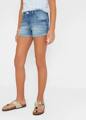 Jeansshort mid waist, Kleur: blauw denim