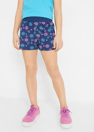 Jersey short van biologisch katoen (set van 2), Kleur: turkoois+middernachtblauw gedessineerd