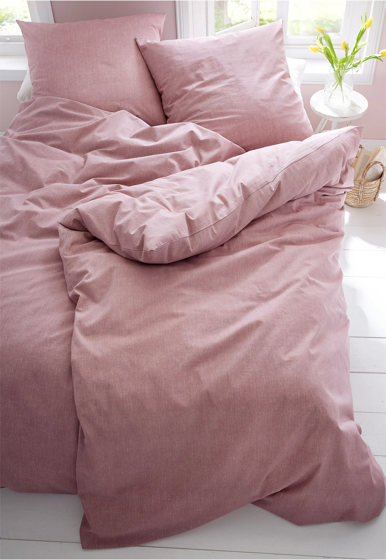 Parure de lit en linon aspect lin • rose • product-page.page-title-suffix