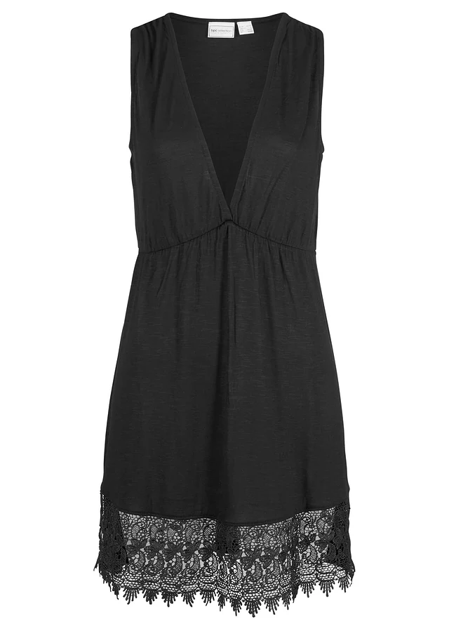 Robe de plage en viscose fluide, Couleur: noir