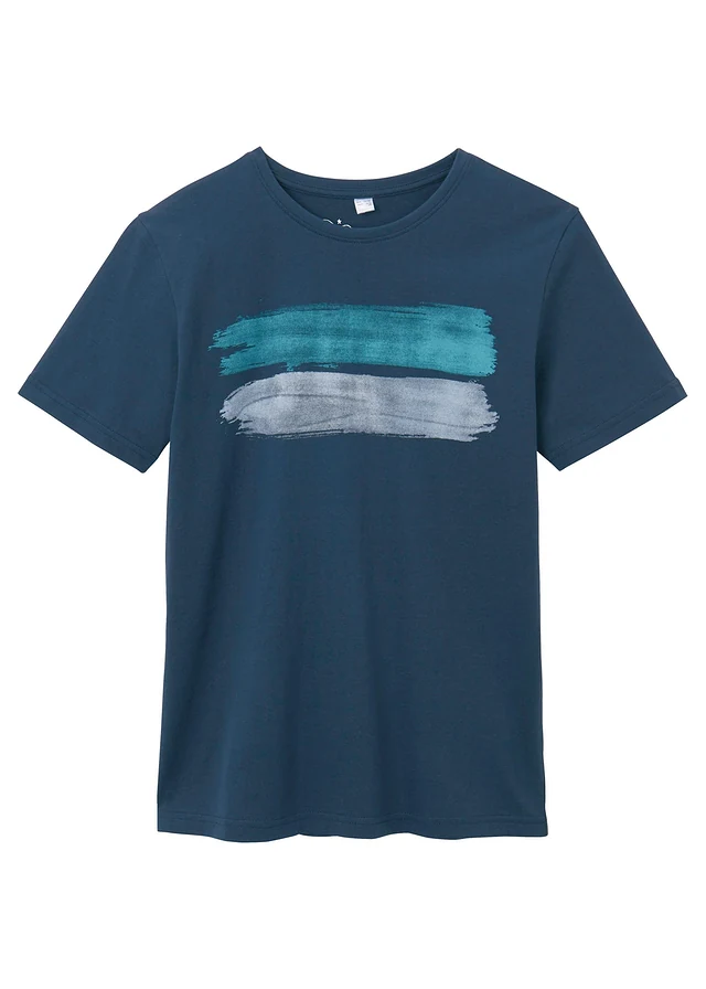 T-shirt in moderne kleuren, Kleur: donkerblauw