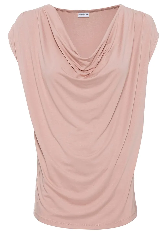 T-shirt col bénitier en viscose extensible • rose vintage • Boutique bonprix