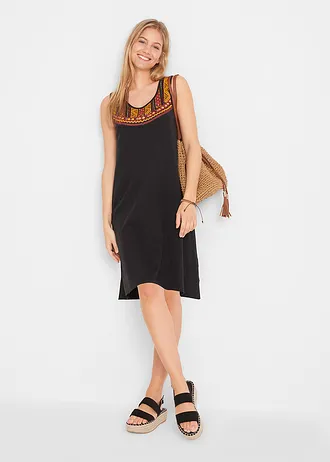 Žerzejové šaty na ramínka, barva: černá