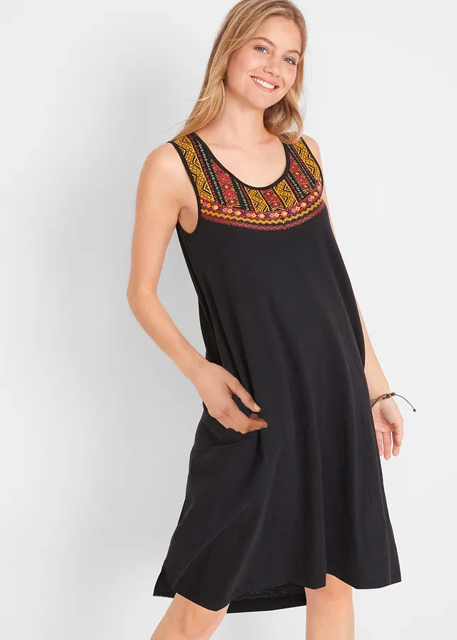 Robe tunique en jersey, Couleur: noir