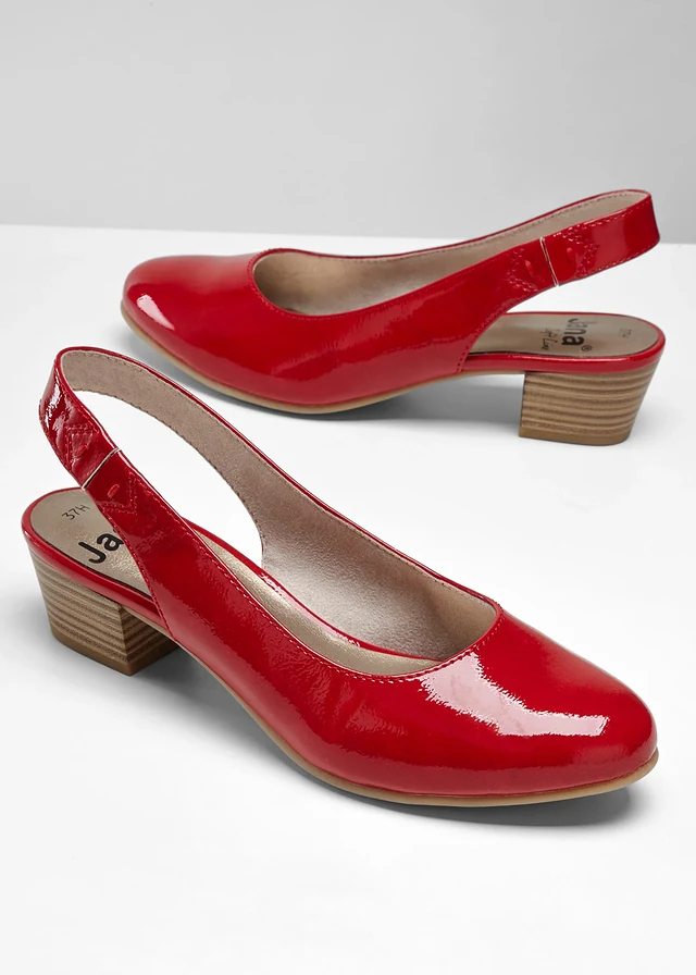 Escarpins slingback Jana, largeur confortable, Couleur: rouge