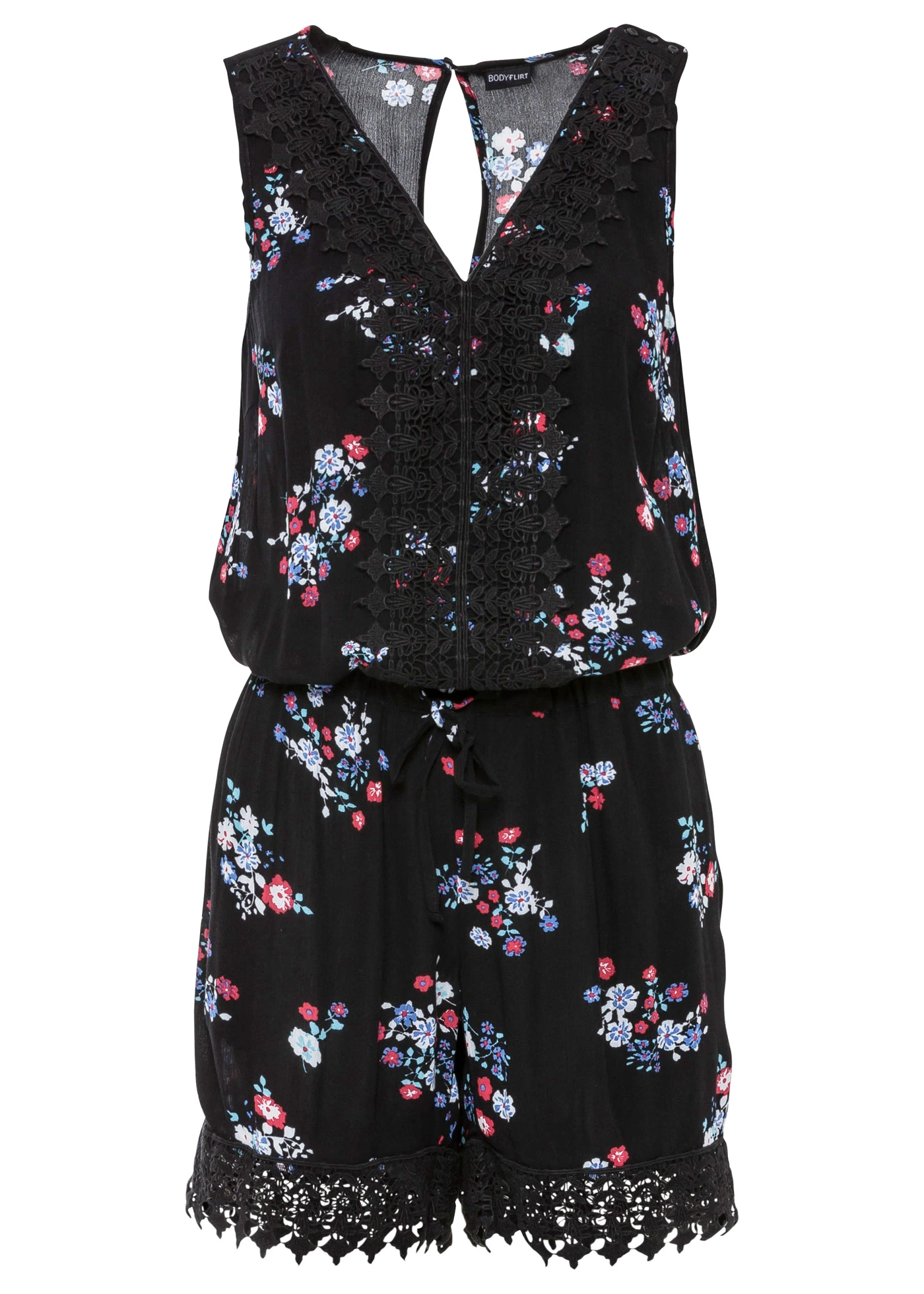 Overal s krajkou • černá s květy • bonprix obchod