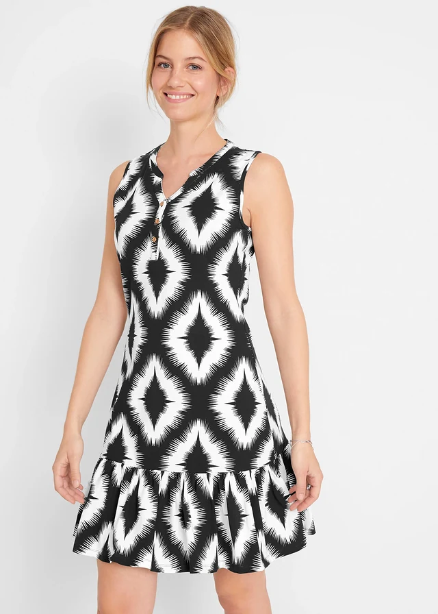 Robe douce en jersey coton, Couleur: noir graphique