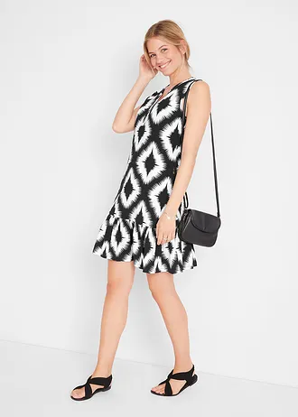 Robe douce en jersey coton • noir graphique • Boutique bonprix