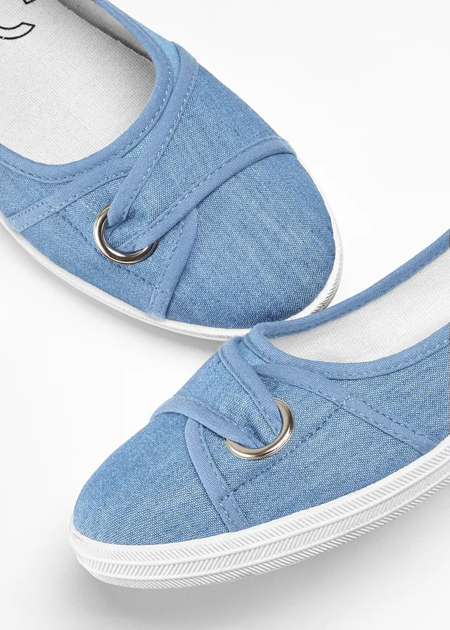 Ballerines en toile de coton, Couleur: bleu jean