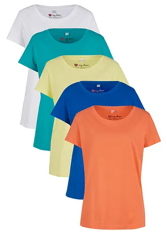 Shirt met ronde hals (set van 5)