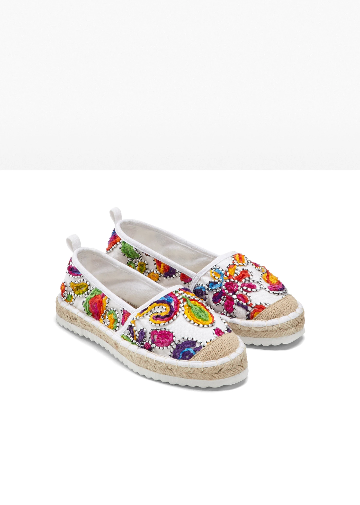 Espadrilles avec broderies • blanc/multicolore • Boutique bonprix
