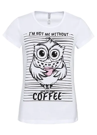 Tričko z čisté bavlny, barva: bílá s natištěnou sovou
