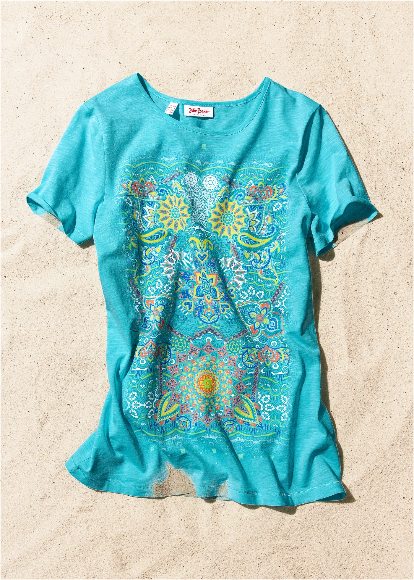 T-shirt 100% coton • turquoise mat imprimé • Boutique bonprix