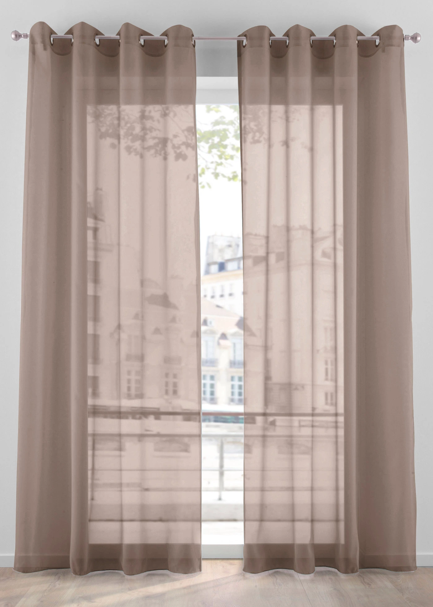 Firana z lekkiego woalu (1 szt.) • szarobrązowy • sklep bonprix