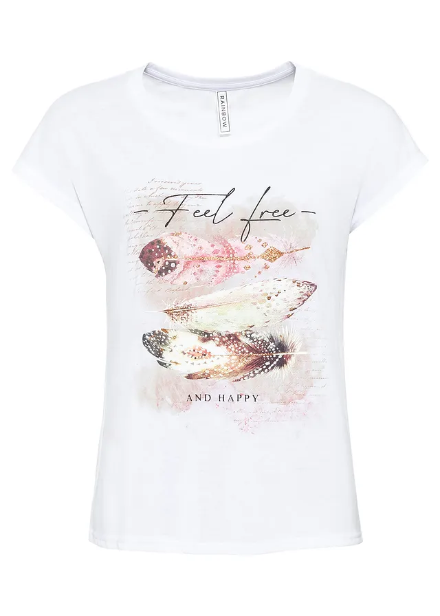 Tricou cu print cu pene
