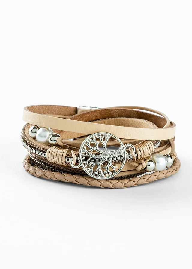 Wikkelarmband, Kleur: beige-oudroze