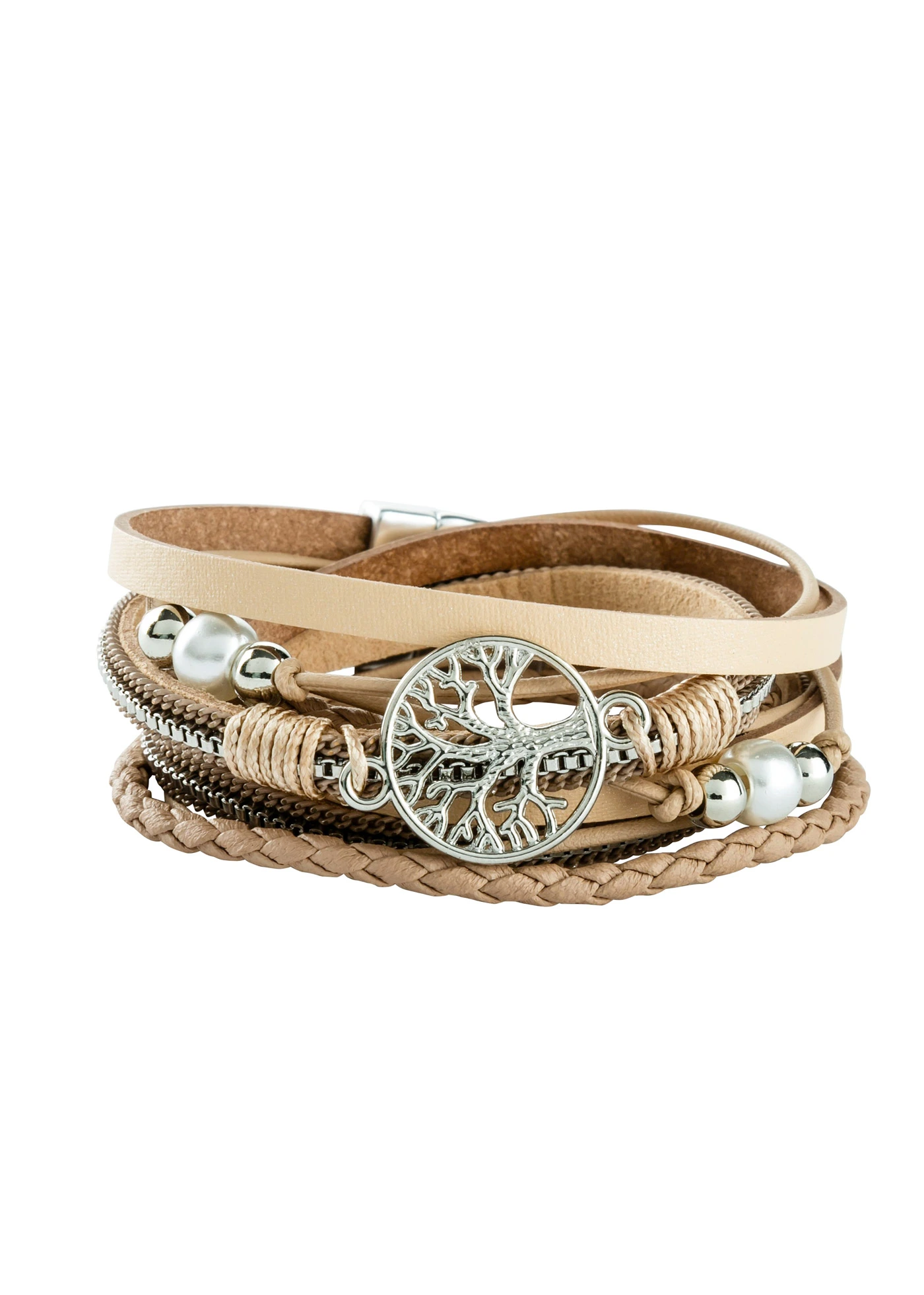 Többsoros karkötő életfa medállal • bézs • bonprix áruház