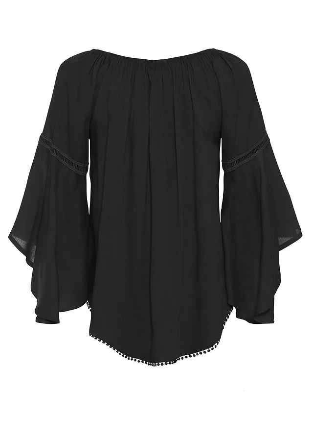 Blouse ample 100% viscose, Couleur: noir
