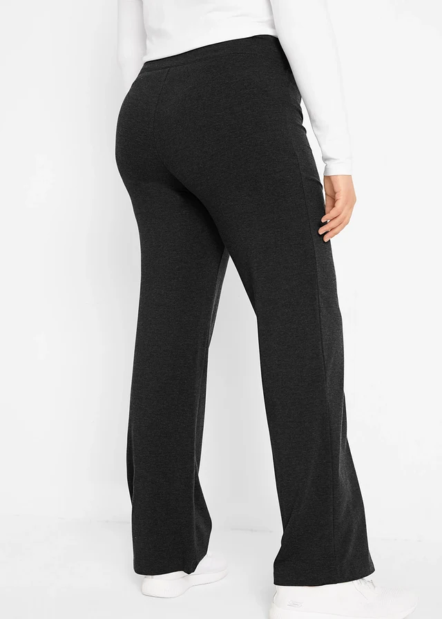 Lot de 2 pantalons de sport, bootcut, Couleur: noir chiné + bleu foncé