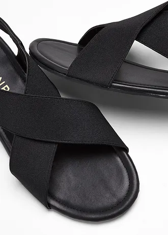 Sandalen met elastische banden • zwart • bonprix online shop