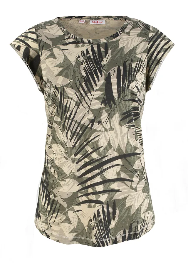 Katoenen shirt met print en minimouwen