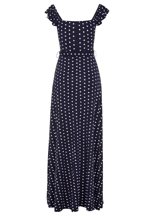 Robe longue en viscose, Couleur: bleu foncé pois