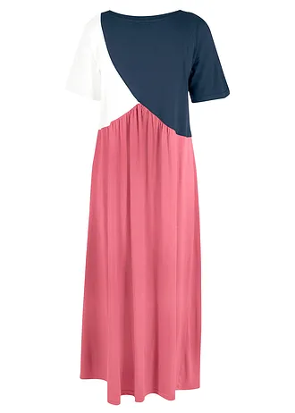 Robe longue en jersey, color block