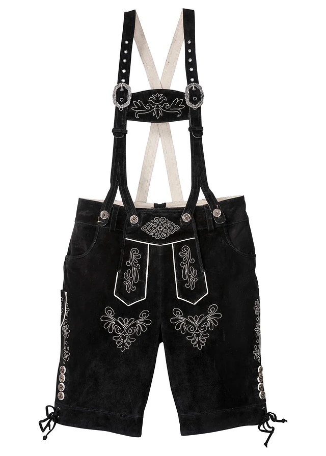 Regular fit tiroler short, Kleur: zwart
