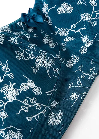 Bh zonder beugels (set van 2) met biologisch katoen, Kleur: blauwpetrol+wit gebloemd