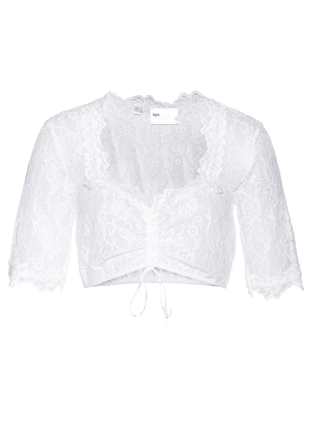 Blouse de dirndl en dentelle, Couleur: blanc
