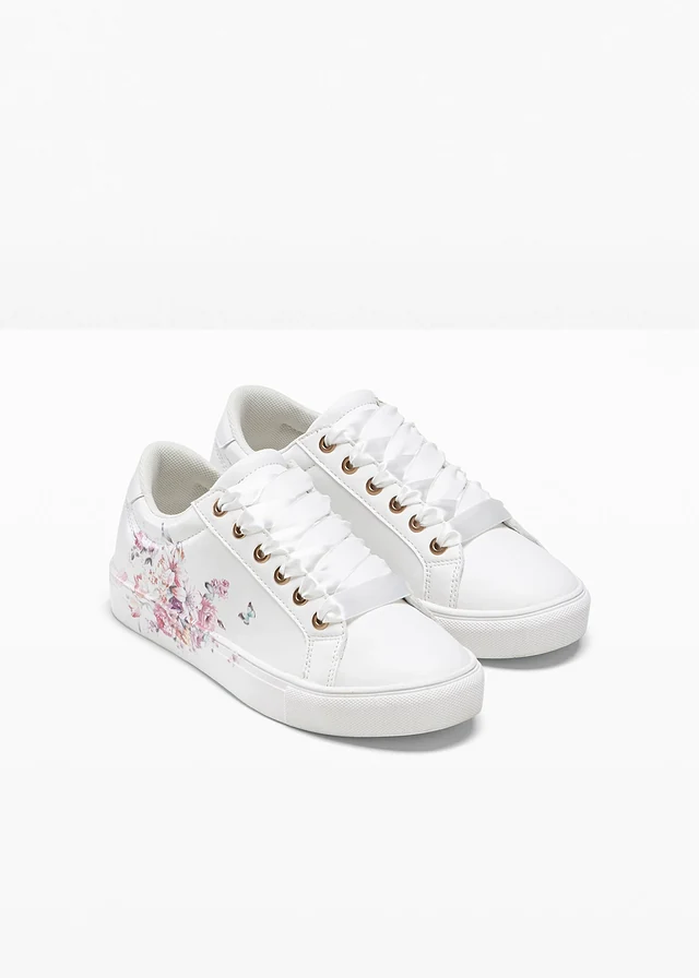 Sneakers met bloemenprint, Kleur: wit gebloemd