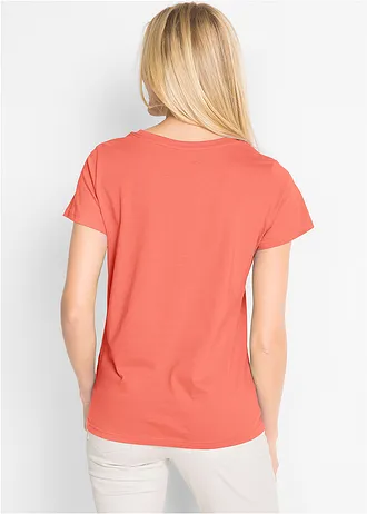 Shirt met ronde hals (set van 5), Kleur: zalmoranje+azuurblauw+lichtlimoen+smaragd+wit