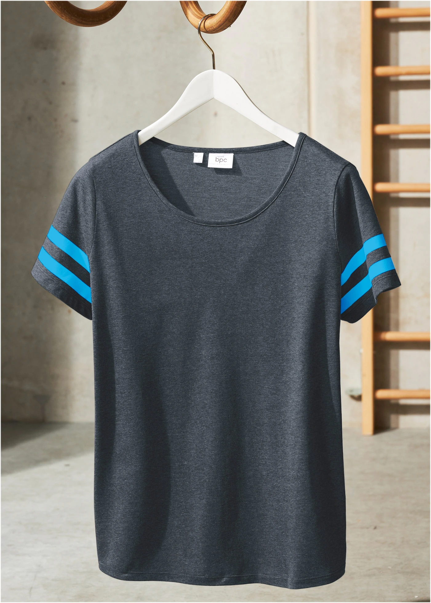 Lekki sportowy T-shirt (2 szt.) • antracytowy melanż+niebieskozielony melanż • sklep bonprix